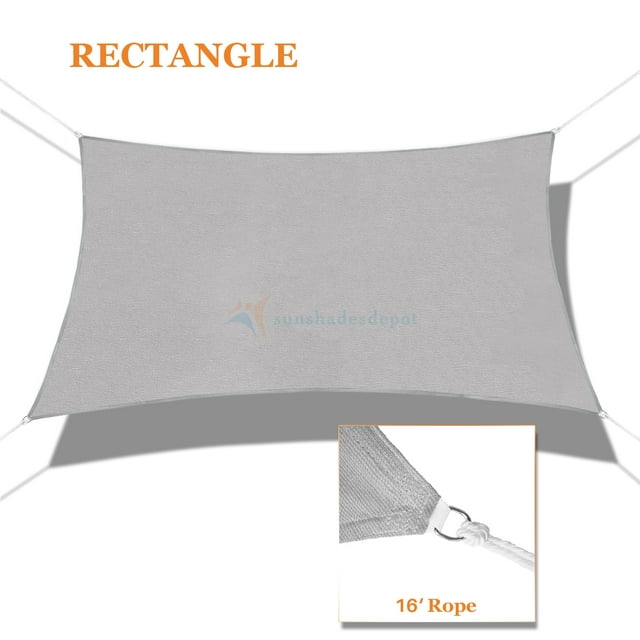 Sunshades Depot 16' x 23' Sun Shade Sail Rectangle Permeable Canopy Light Gray / Light Grey Custom Size Available Commercial Standard