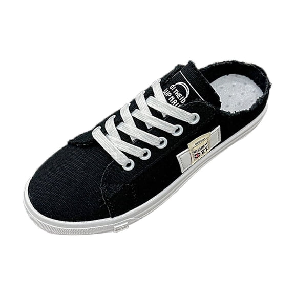Women's Slip on Mules Sneakers Lace Up Canvas Shoes Fashion Trendy for Female Work Business Causal Soft Sole Flat Tennis Walking Shoes Classic, 41