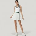 thumbnail image 7 of Women's Sleeveless Tennis Dress with Zip Front Contrast Trim Neckline and Pleated Skirt - Large, Green, 7 of 7
