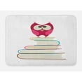 thumbnail image 1 of Cartoon Bath Mat, Cute Owl Character Sitting on a Pile of Books Doodle Style Wise Animal Illustration, Non-Slip Plush Mat Bathroom Kitchen Laundry Room Decor, 29.5 X 17.5 Inches, Multicolor, Ambesonne, 1 of 2