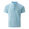 thumbnail image 1 of pstuiky Camisas casuales de manga corta para hombre, Blusa/camisa informal de cuello redondo y botones de color liso para hombre, de moda de verano camisas casuales para hombre xxl, 1 of 9