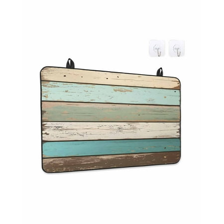 Stove Top Covers for Electric Stove 31x24 Inches Farmhouse Teal Brown Heat Insulation Fireproof Glass Cooktop Protector Vintage Ombre Wooden Multipurpose Countertop Stovetop Cover for Kitchen