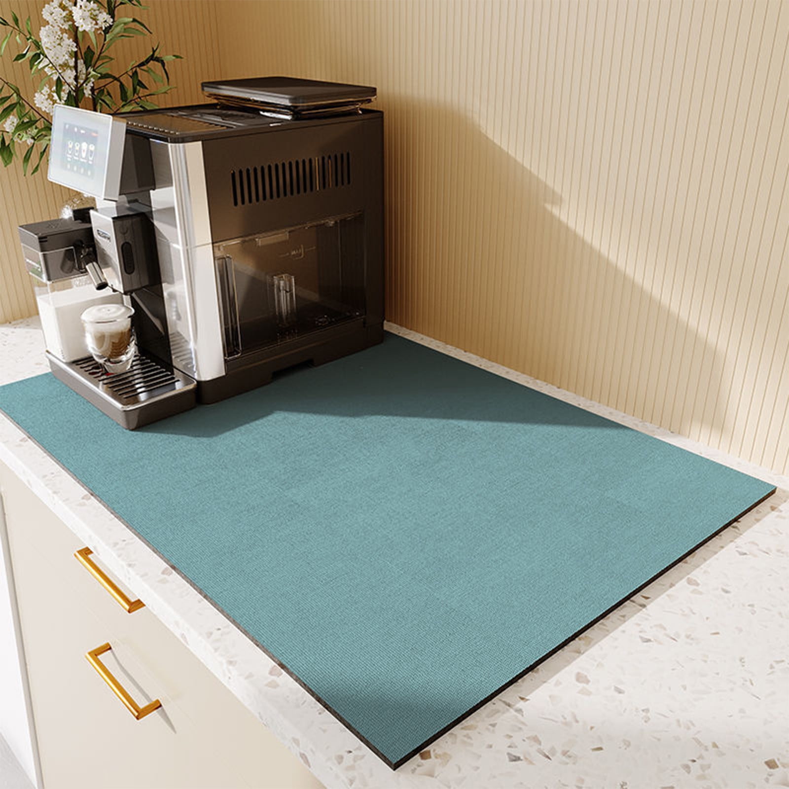 YQBFTC Tapis Absorbant Vaisselle, Tapis Egouttoir, Tapis De Machine à Café, Tapis De Séchage Vaisselle Egouttoir Antidérapant Pour Cuisine, Bar(40 X 50cm, Noir