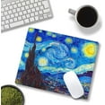 thumbnail image 4 of Mouse Pad, Square Computer Mouse Pads with Personalized Oil Painting Design, Washable Mouse Mat with Lycra Cloth, Office Home Non-Slip Rubber Base Mousepad, Starry Sky by Van Gogh, 4 of 6
