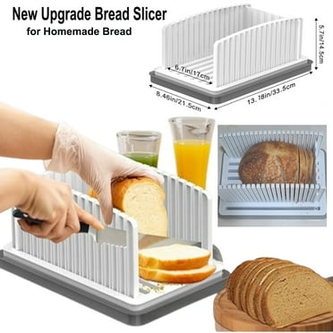 Adjustable Bread Slicer for Homemade Bread - Foldable Cutter Guide with Crumb Tray | Perfect for Loaves, Bagels & Cakes | Manual Slicing Tool