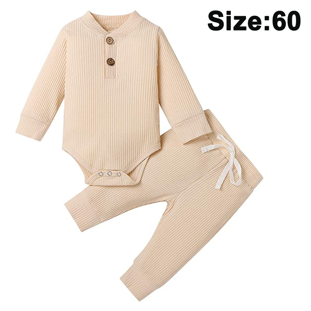 Newborn Baby Boys Girls Long Sleeve Knitted Tops+Pants Clothes Outfit set 