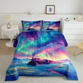 thumbnail image 2 of Train Bedding Set Retro Steam Engine Queen Comforter Set Railway Track Transport Down Comforter,Galaxy Stars Iridescent Bed Set Transportation Vehicles Quilt Set, 2 of 7