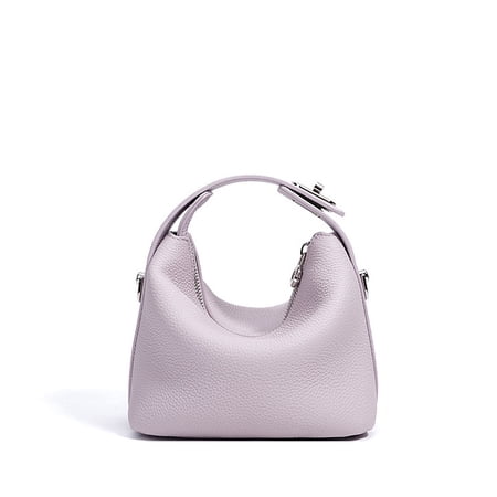 Genuine Cowhide Women Mini Hobo Bag, Purple Pebbled Leather Crossbody Shoulder Bag