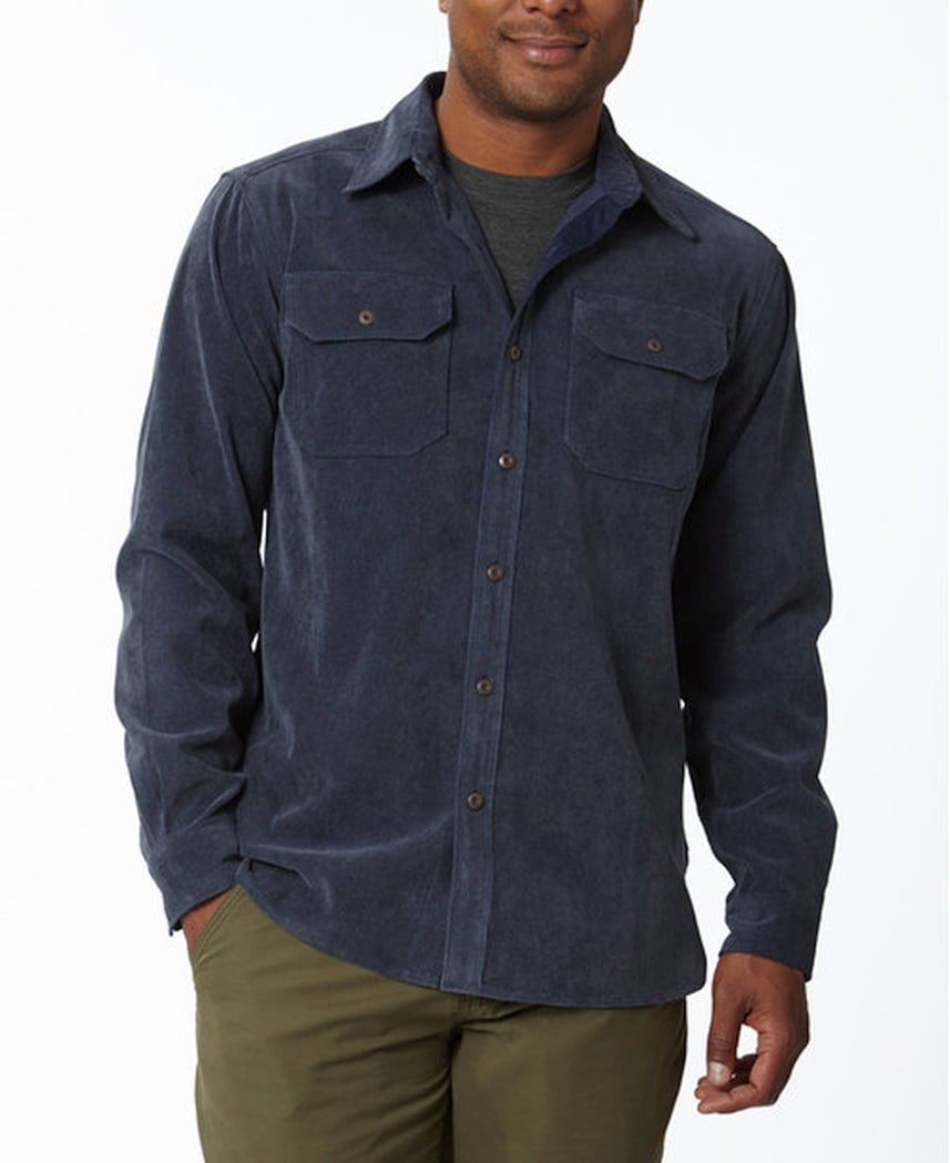 Grid Cord Long Sleeve Shirt Deep Blue 