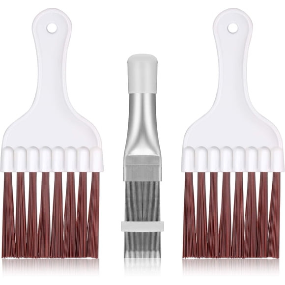 3 Pieces Air Conditioner Condenser Cleaning Brush, Stainless Steel Air Conditioner Fin Cleaner, Refrigerator Coil Cleaning Whisk Brush