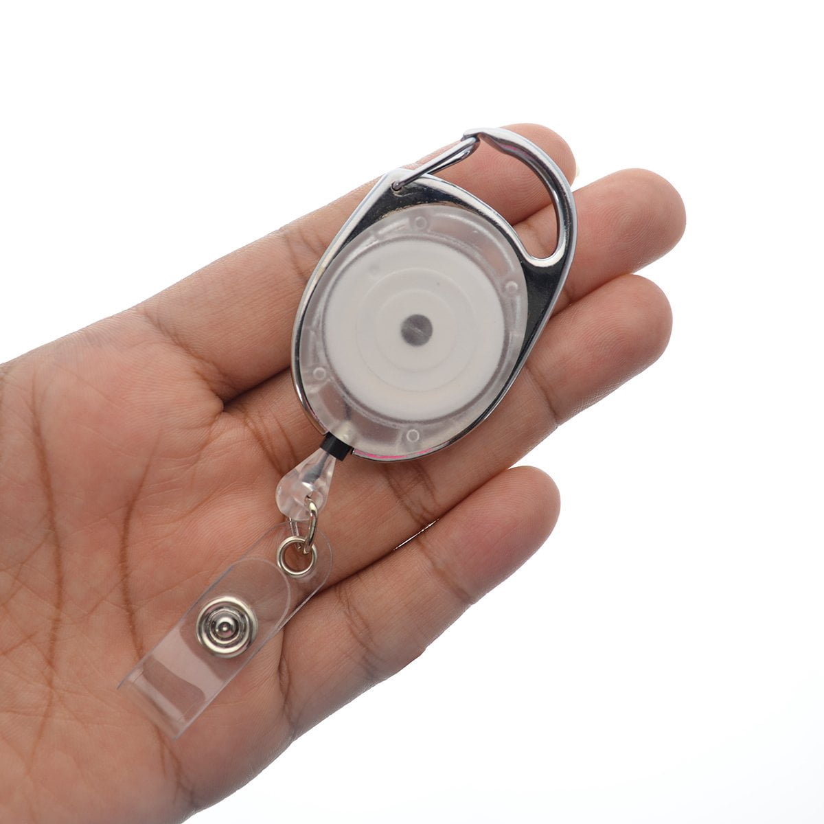 25 Pack - Specialist ID Carabiner Badge Reels - Retractable ID Card Holders (White)