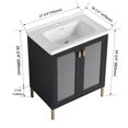 thumbnail image 6 of Noble House 28" Freestanding Bathroom Vanity, Ceramic Sink, Soft-Close Doors, Metal Handles, Plywood, Black, 6 of 14