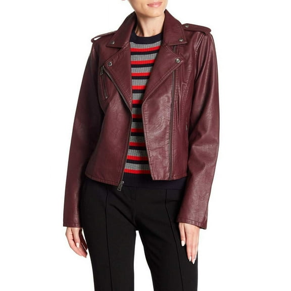 Levi’s Plus Size Faux Leather Motorcycle Jacket (Wine, 1X)