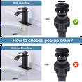 thumbnail image 2 of Bathroom Sink Drain with Overflow 2 Pack, Matte Black Pop-Up Drain Stopper Vanity Sink Clicker Drain Stopper, 2 of 6