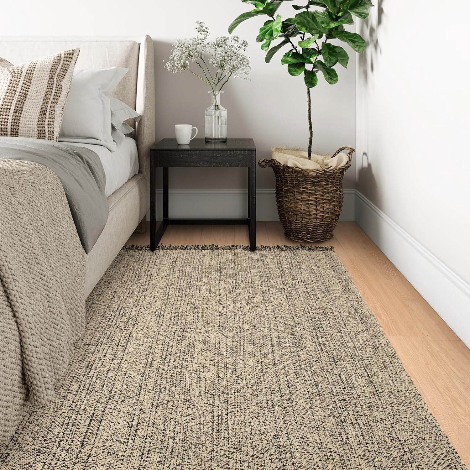 Wonnitar 4x6 Farmhouse Area Rugs, Machine Washable Rugs with Tassel for Bedroom, Indoor Outdoor cotton Rugs for Dining Room Livig Room