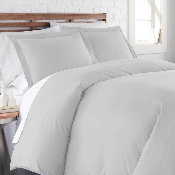 Southshore Fine Linens Duvet Cover Set, Full/Queen Size Duvet Cover with 2 Pillow Shams, Hidden Zipper Closure, Corner Ties, Wrinkle Free, Fade Resistant, Light Grey