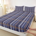 thumbnail image 3 of Feelyou Teen Abstract Lines Queen Sheet Sets, Blue Plaid Buffalo Bed Set, 4pcs, 3 of 7