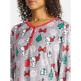 thumbnail image 6 of Peanuts Women's and Women's Plus Christmas Print Henley Sleepshirt and Plush Socks Set, 2-Piece, Sizes XS-3X, 6 of 6