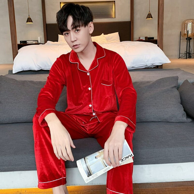 QWZNDZGR Winter Sleepwear Couple Cotton Pajama Sets Round Neck Male Pijama  Pants Home Clothes Pyjamas Women Men Loungewear Sleeping 