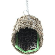 Emours Small Animal Sea Grass Hammock Play Tunnel Hanging Bed House for Pet Rat Hamster