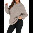 thumbnail image 3 of Sudadera Informal de Larga con Capucha para Mujer, Jersey de y Otoño con Bolsillos. Caqui S, 3 of 9