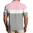 thumbnail image 5 of Uwinwear Men's Polo Shirts Striped printed Short Sleeve Casual Polo Shirts Slim Fit Golf Shirts Big and Tall Summer Outdoor Lightweight Tops,Pink,XXXL, 5 of 6