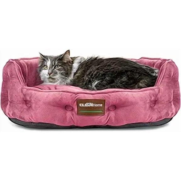 Cleva Cat Dog Bed for Small Pets up to 15lbs - Round Cat Beds for Indoor Cats, Machine Washable Comfortable Pet Bed for Puppy and Kitten with Non-Slip Bottom (Plum Pink)