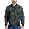 thumbnail image 4 of Chaqueta con cremallera y estampado de plumas de pavo real para hombre, chaqueta con cremallera y estampado floral en 3D, sudadera con capucha para primavera y otoño, 4 of 5