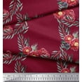 thumbnail image 2 of Soimoi Red Viscose Chiffon Fabric Leaves & Peony Floral Fabric Prints By Yard 42 Inch Wide, 2 of 3