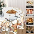 thumbnail image 4 of Fall Leaf & Pumpkin Tablecloth - Round 60 Inch Autumn Thanksgiving Harvest Table Cloths - Polyester Fabric - Fall Leaf Autumn Table Cover for Kitchen Dining Room Picnic Party Outdoor, 4 of 6