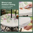 thumbnail image 5 of Round Outdoor Tablecloth with Umbrella Hole and Zipper, Colorful Flowers Tablecloth with Elastic Waterproof, Spring Floral Leaves Botanical Country Beige Patio Table Covers for 36" - 44" Pool Tables, 5 of 9