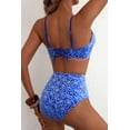 thumbnail image 3 of SHEWIN Swimsuit Women Embroidered Floral Textured Bikini Sets 2 Piece High Waisted Bathing Suits Lace Up Back Scalloped V Neck Swimwear, 3 of 9