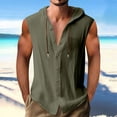 thumbnail image 2 of hotojiny Mens Button Down Shirts Lightweight Sleeveless Tank Tops Casual Linen Shirt Breathable Summer Beach Hoodies Travel Outfits, 2 of 6