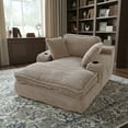 thumbnail image 4 of EOP 67'' Modern Oversized Chaise Lounge Chair Indoor, Plush Boneless Cloud Couch with Side Pockets & Cup Holders, Comfy Corduroy Sleeper Couch with Removable Pillows for Living Room, Camel, 4 of 10