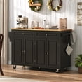 thumbnail image 2 of ChVans 59" W Kitchen Island with Drop Leaf, Rolling Kitchen Cart with Storage on Wheels, Large Island Table for Kitchen with Rubber Wood Top and Rack and Drawer, 2 of 9
