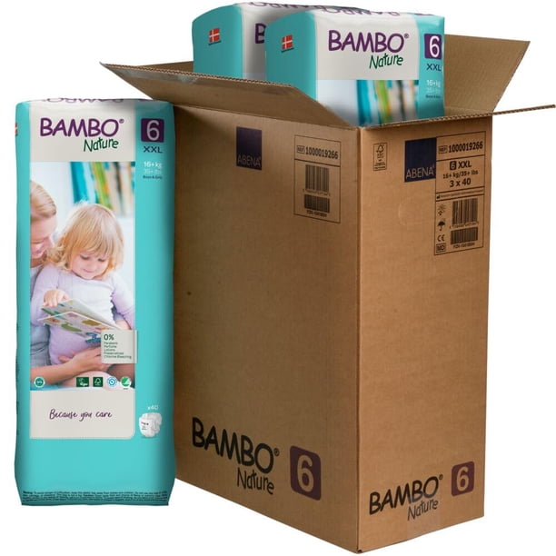 Pañales para Bebé Bambo Nature Talla 6 Hipoalergénicos, 120 unidades