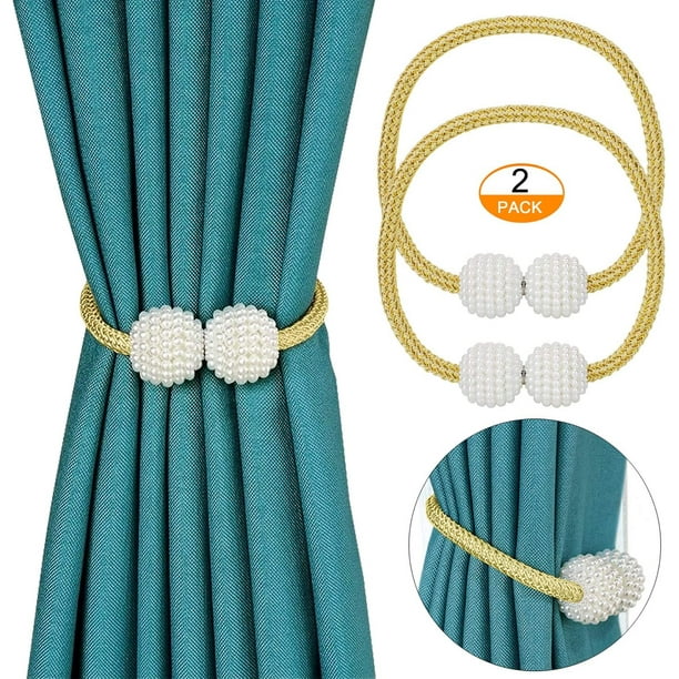 Embrasses de rideaux magnétiques (2 pièces), attaches de rideaux élégantes  pinces à rideaux avec aimant puissant pour textiles de maison (doré) 