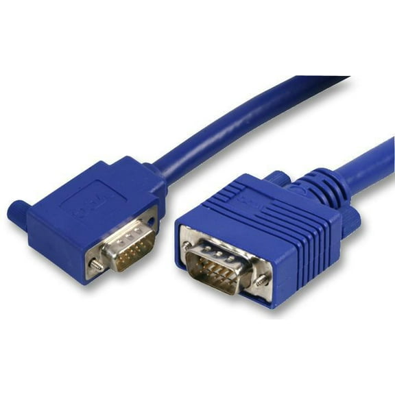 VDC - 90 Degree 15 Pin VGA (D Sub) Male to Male Monitor Lead, 3m Blue