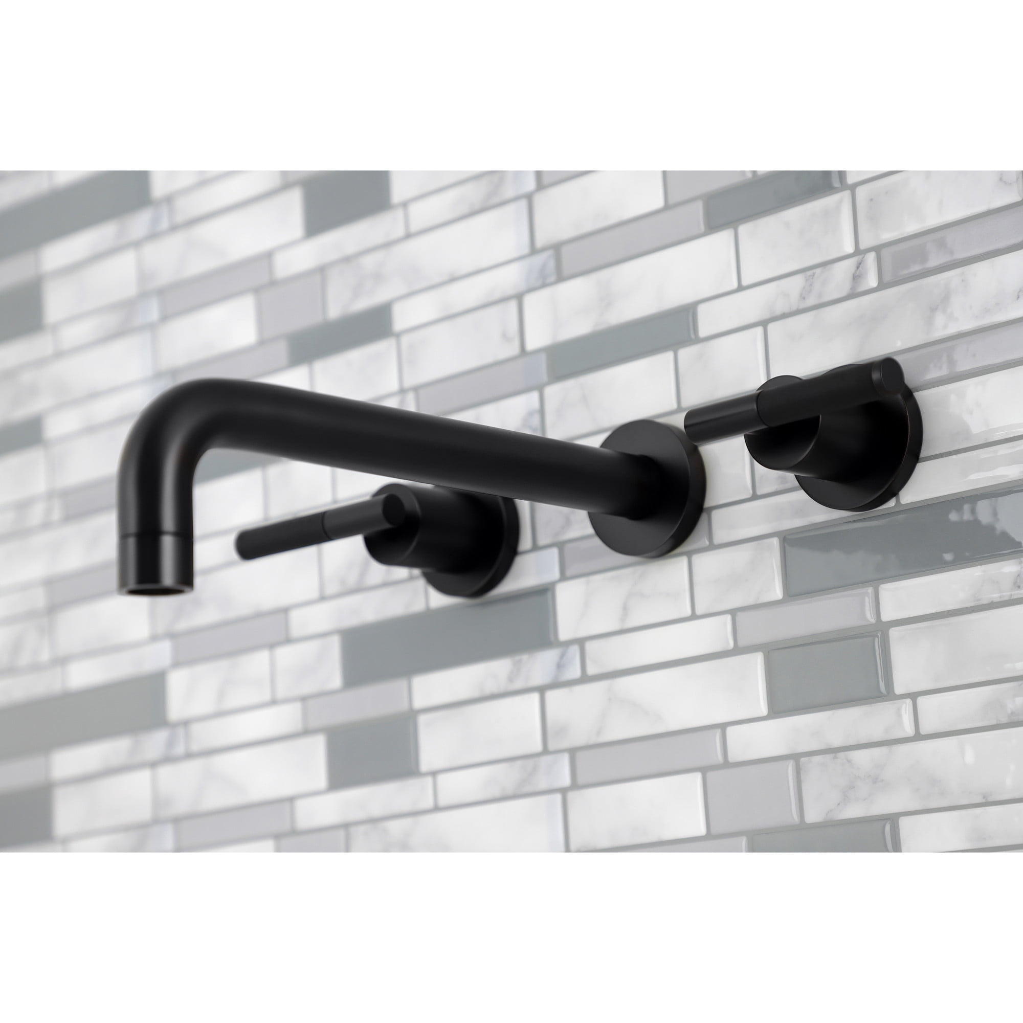 Kingston Brass KS8020CKL Kaiser Two-Handle 3-Hole Wall Mount Roman Tub Faucet in Matte Black