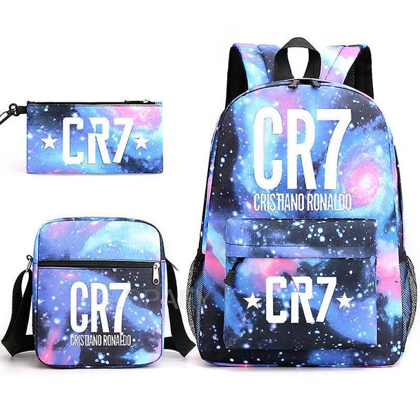 New CR7 Backpack Large Capacity School Bag Trendy Laptop Harajuku Casual Zipper Waterproof Students Mochila Escolar 3pcs Set
