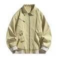 thumbnail image 2 of RYDCOT Men's Casual Fashion Workwear Jacket Solid Color Long Sleeved Full Zip Lapel Top Yellow, 2 of 9