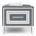thumbnail image 4 of 2 Piece Living Room Sofa Set, Including 3-Seater Sofa and Sofa Chair, with Mirrored Side Trim with Faux Diamonds, Stainless Steel Legs, and 4 White Villose Pillow, Grey, 4 of 7