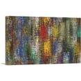 thumbnail image 1 of ARTCANVAS Yellow Blue Green Brown Grid Modern Canvas Art Print - Size: 26" x 18" (1.50" Deep), 1 of 9