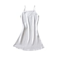 thumbnail image 5 of Oksale Satin Nightgowns for Women Soft Comfort Spaghetti Straps Mini Pajama Dress Casual V Neck Slip Dress for Home White, 5 of 7