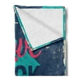 thumbnail image 2 of Rock Music Soft Flannel Fleece Throw Blanket, Vintage I Love Rock and Roll Slogan Worn Abstract Poster, Cozy Plush for Indoor and Outdoor Use, 50" x 60", Dark Coral Turquoise, by Ambesonne, 2 of 5