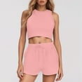 thumbnail image 2 of Conjunto de dos piezas para mujer con chaleco de cuello redondo y pantalones de cintura alta: para salidas informales, verano, para combinar con zapatillas deportivas, fácil de cuidar., 2 of 5