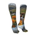 thumbnail image 3 of Xecao Mountain Cows Flower Stream Print Calf Socks Seamless Toe, Knee High Long Socks, Sports Socks Trouser Socks for Women and Men-One Size, 3 of 8