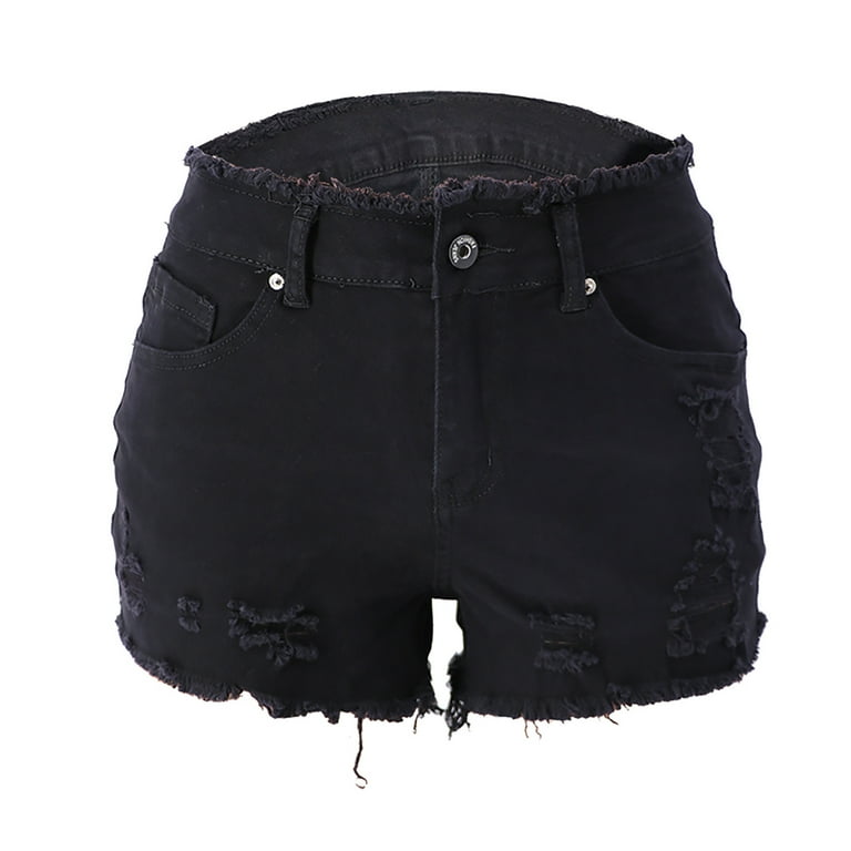 Girls black top denim shorts