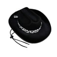 thumbnail image 5 of CUZIBR Children Toddler Boys Cowboy Hats Wide Birm Leopard Print Adjustable Strap Birthday Party Stage Performance Fashionable Fascinator Cowgirl Caps Headwear,Black,5-10 Years, 5 of 5