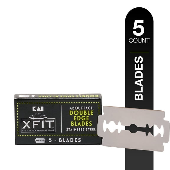 XFIT About Face Stainless Steel Razor Blades for Shaving, 5 Ct